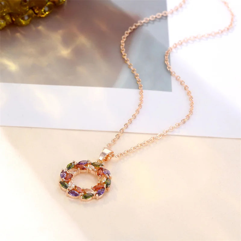 Glenda | Shimmering Rainbow Pendant Necklace
