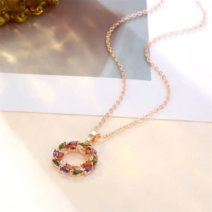 Glenda | Shimmering Rainbow Pendant Necklace