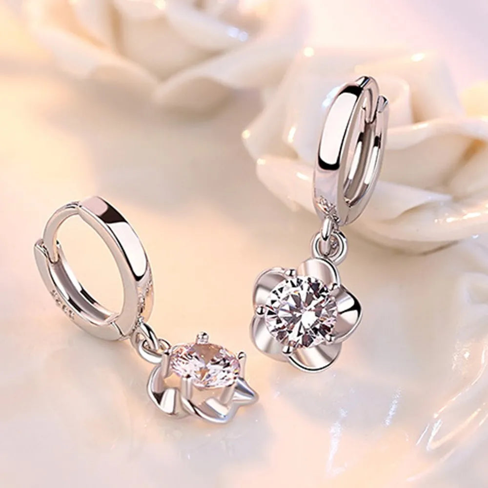 Yvette | Silver Earrings with Purple and White Zirconia