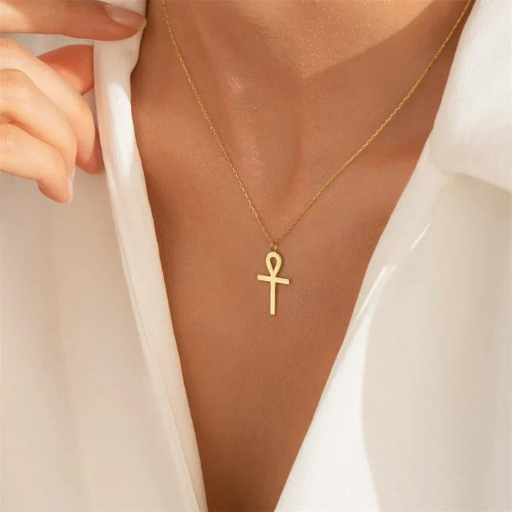 Cleo | Gold Ankh Pendant Necklace