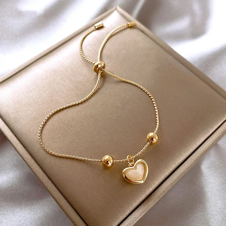 Melba | Gold-Coated Peach Opal Heart Bracelet