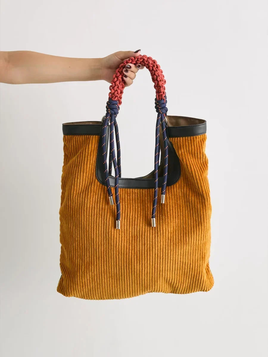 Corduroy Carryall Bucket Bag