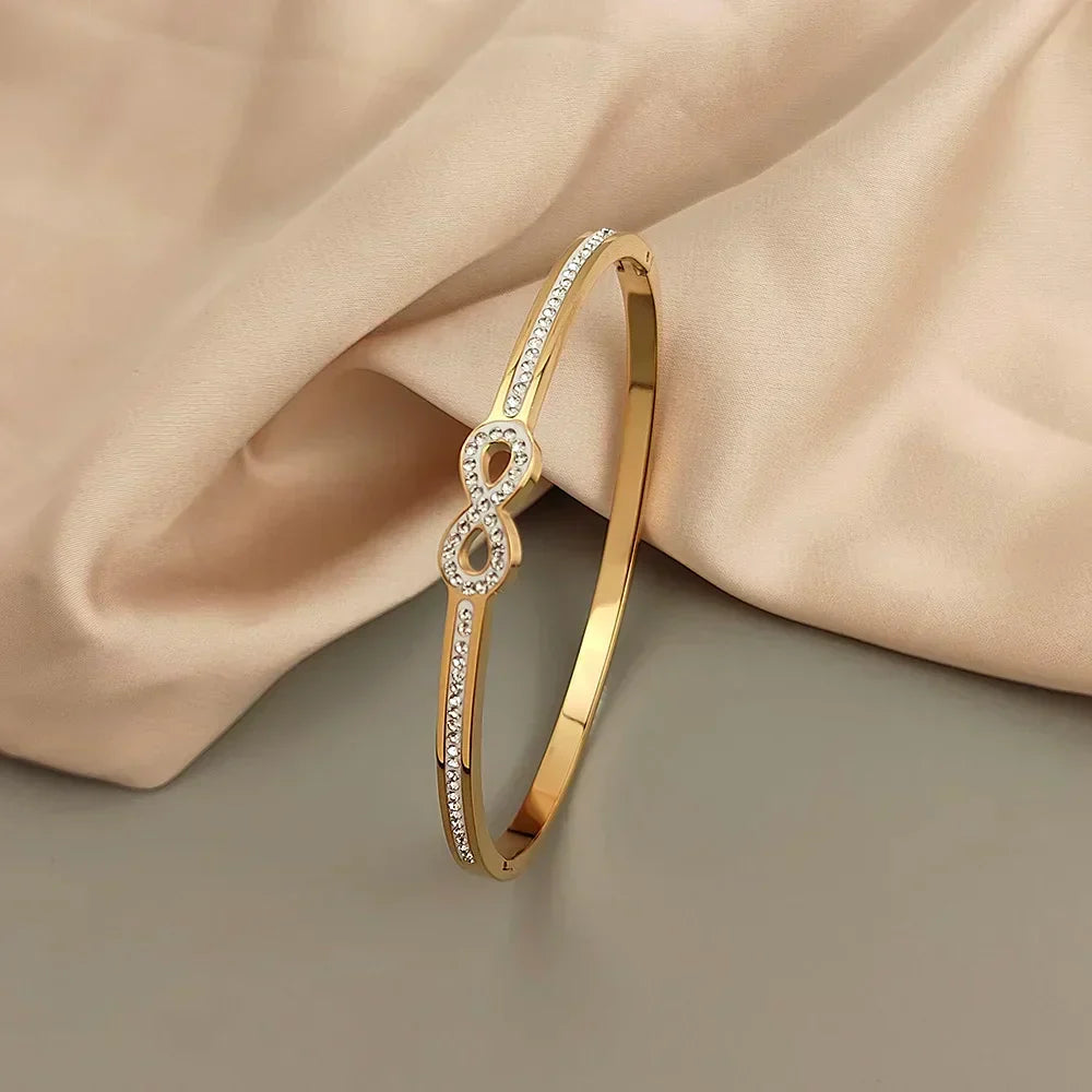 Angela | Infinity Bangle with Crystals