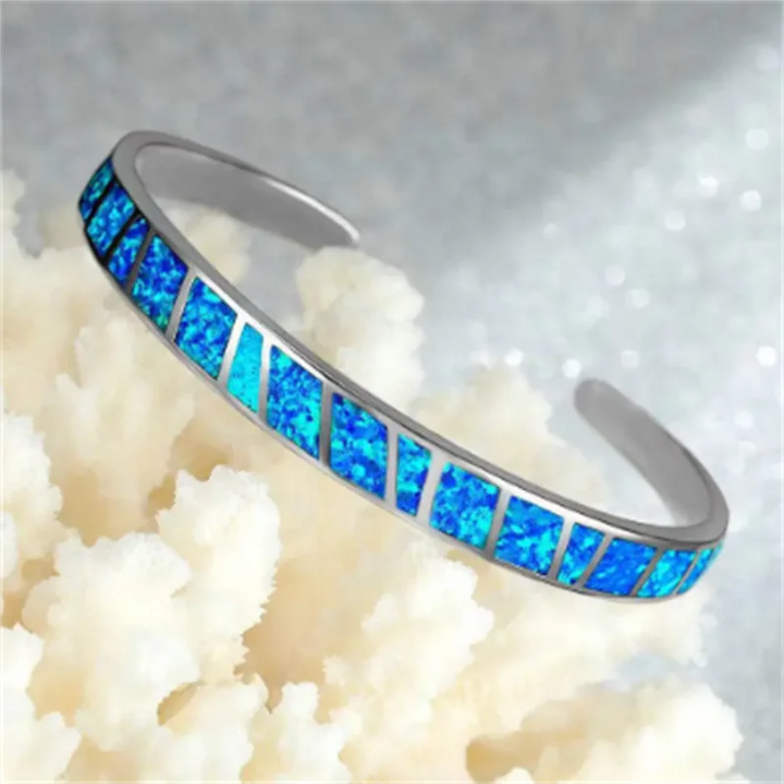 Kirsty | Adjustable Blue Fire Opal Bracelet in Silver