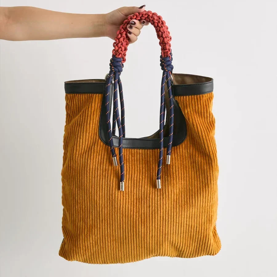 Corduroy Carryall Bucket Bag