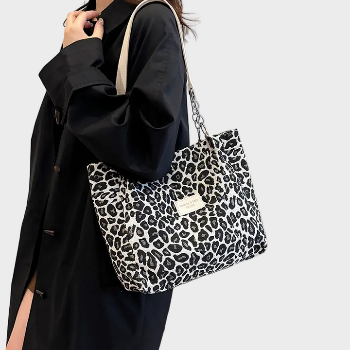 Woven Leopard Print Tote