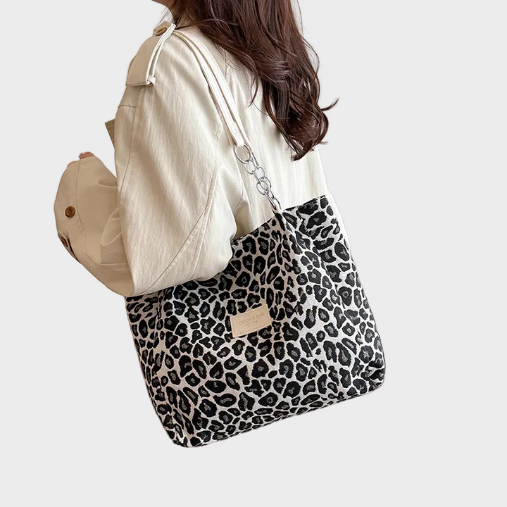 Woven Leopard Print Tote