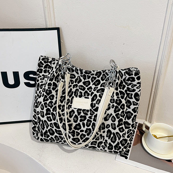 Woven Leopard Print Tote