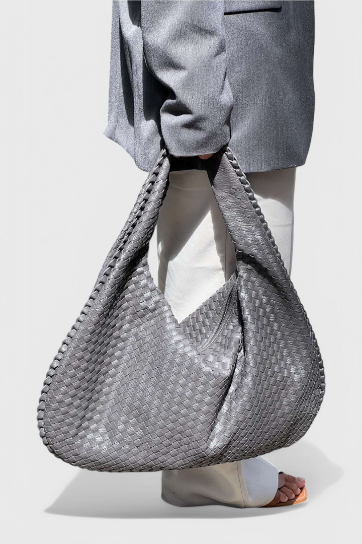 Woven Faux Leather Shoulder Bag