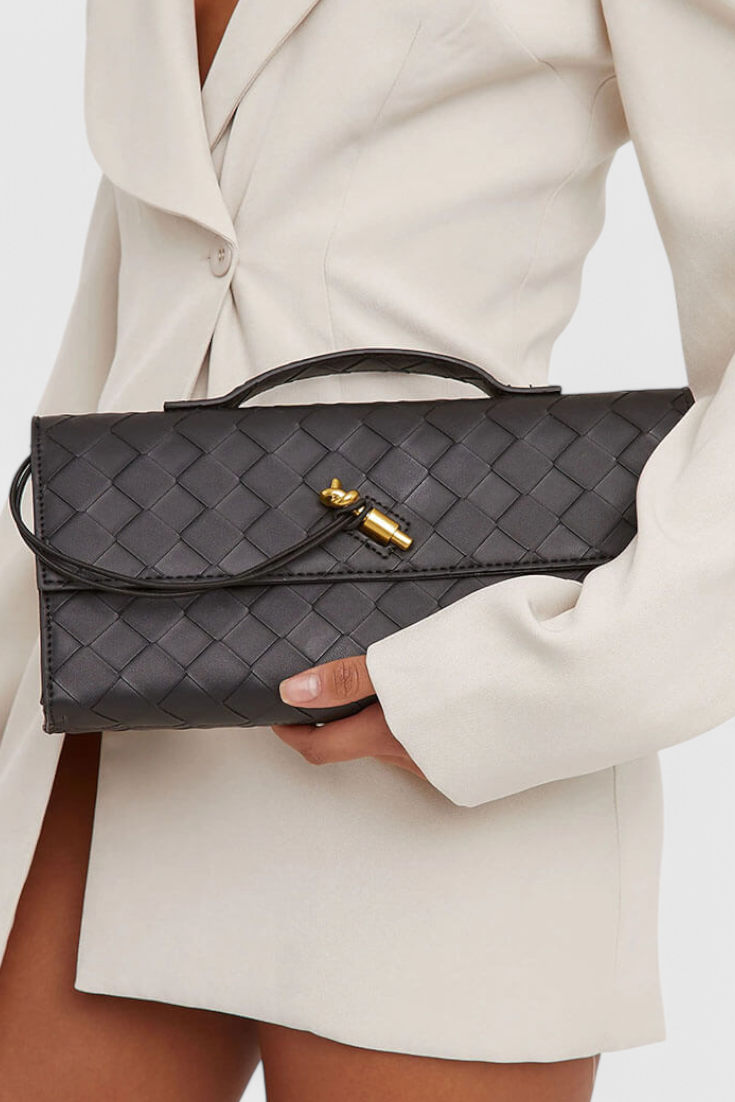 Structured Clutch with Gold Knot Detail