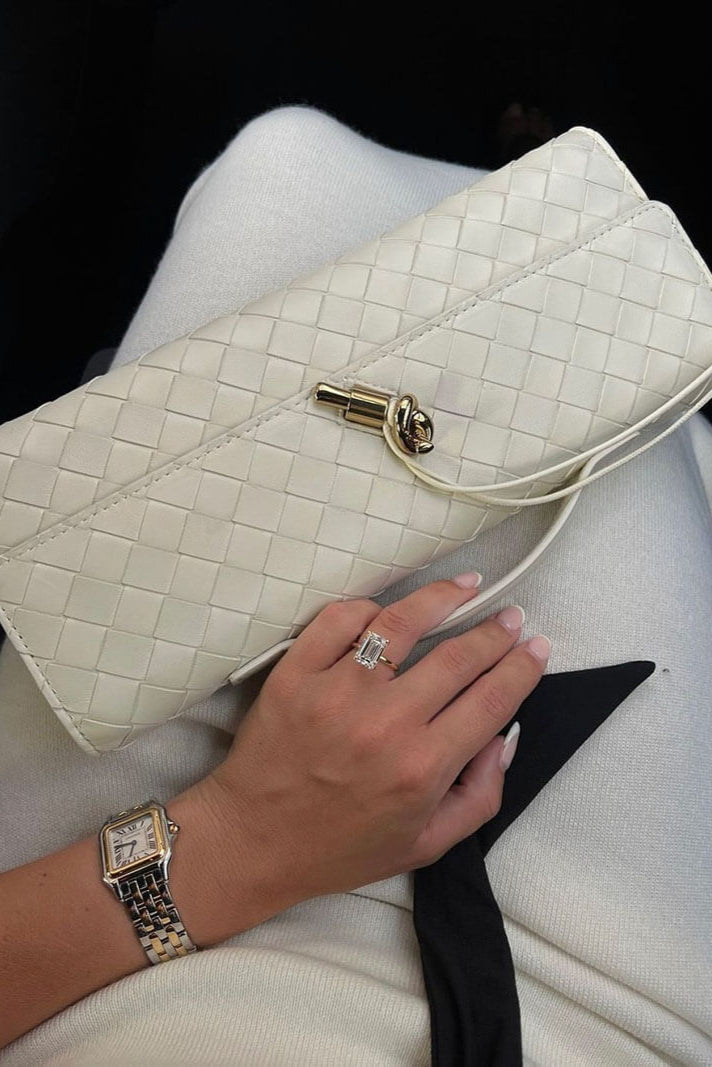 Structured Clutch with Gold Knot Detail