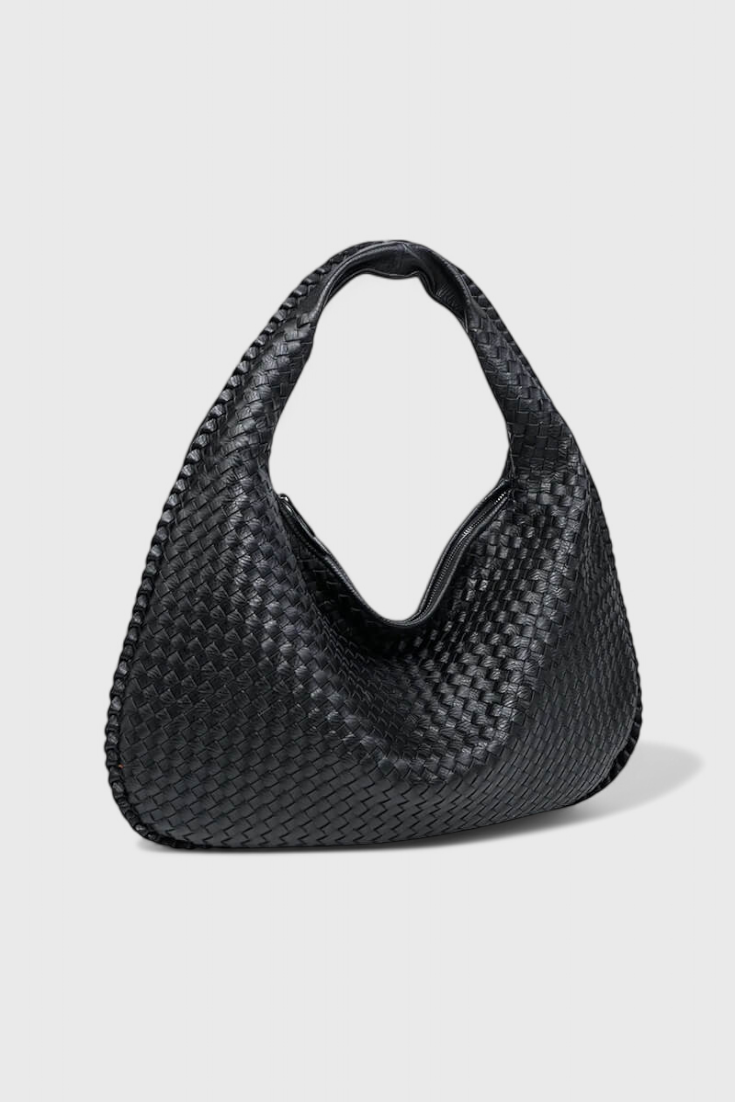 Woven Faux Leather Shoulder Bag