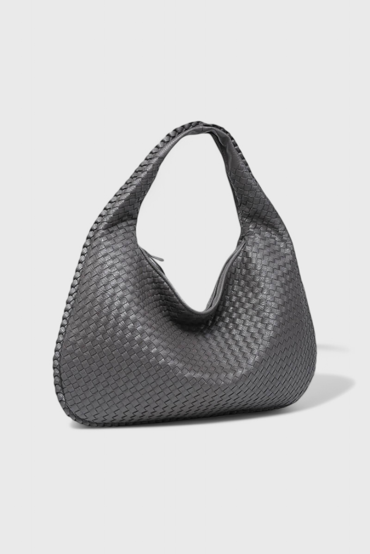 Woven Faux Leather Shoulder Bag