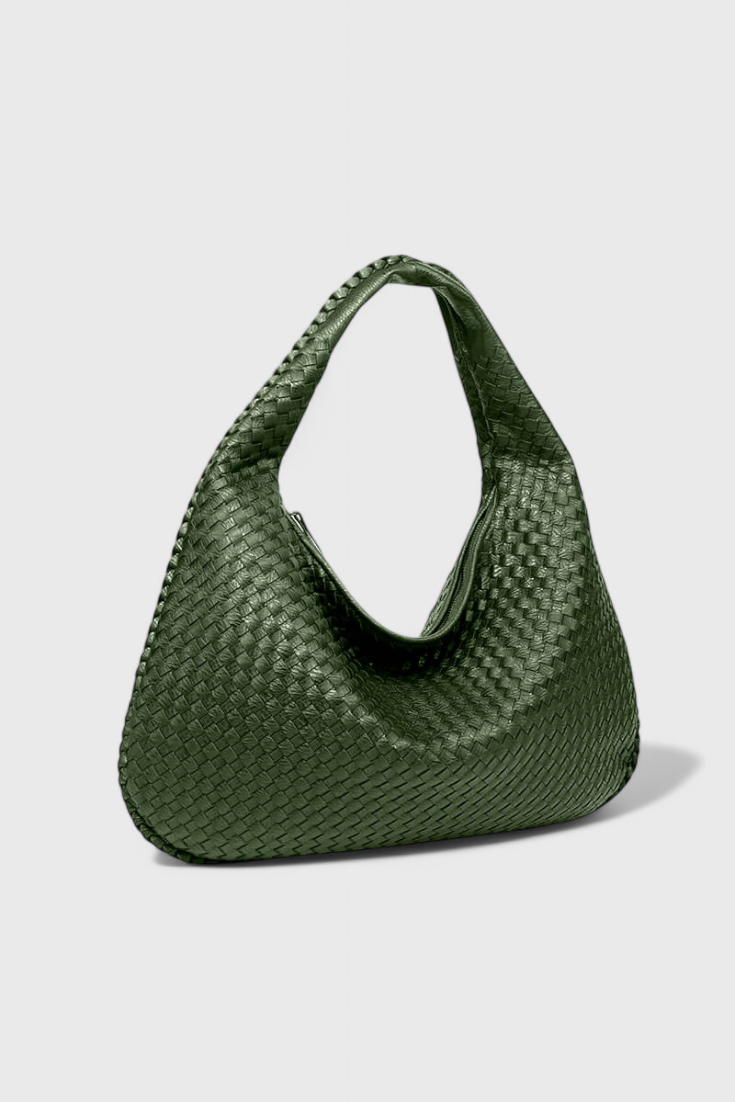 Woven Faux Leather Shoulder Bag