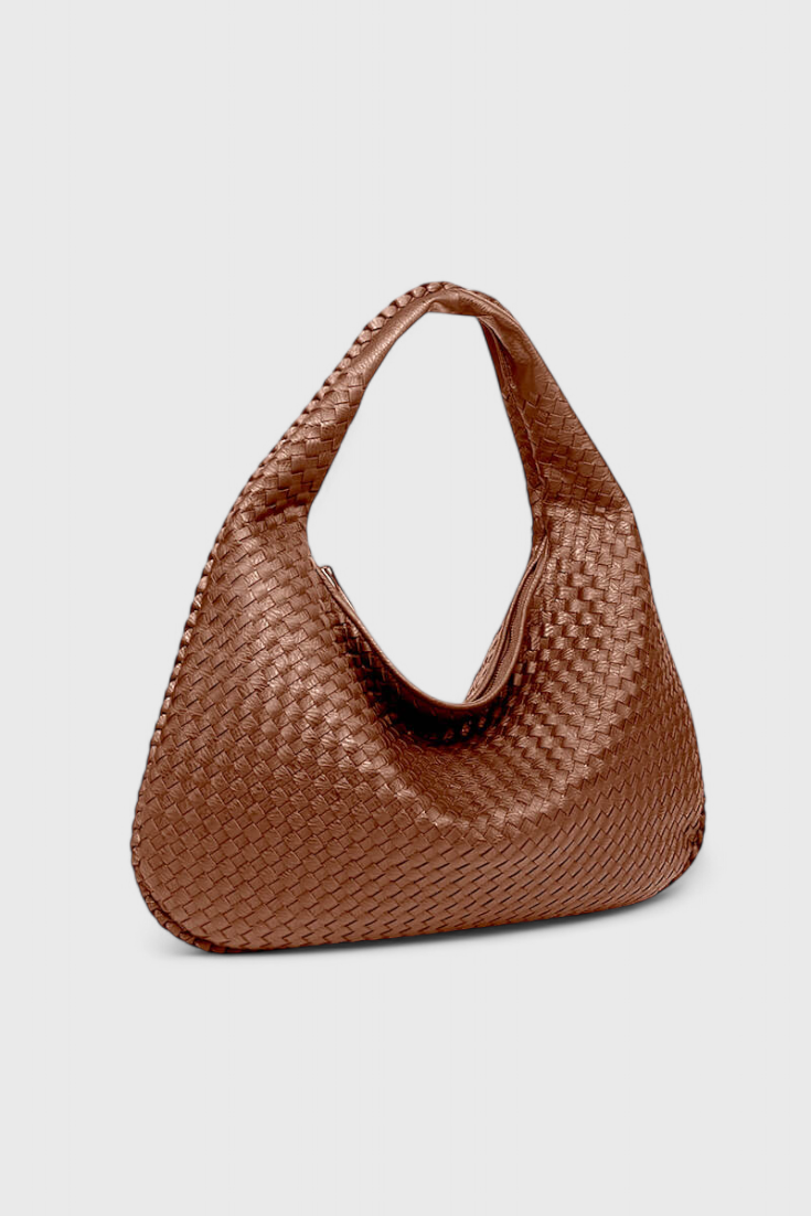 Woven Faux Leather Shoulder Bag