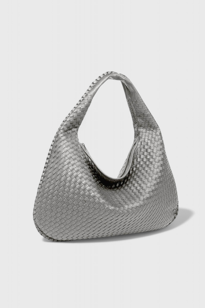 Woven Faux Leather Shoulder Bag