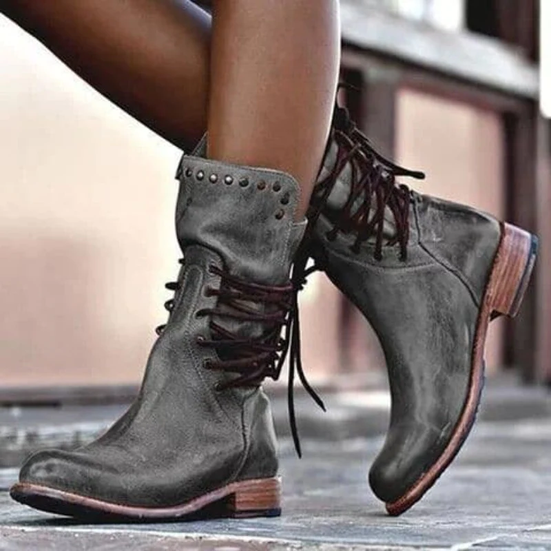 SYLVIA | LACE-UP ANKLE BOOTS