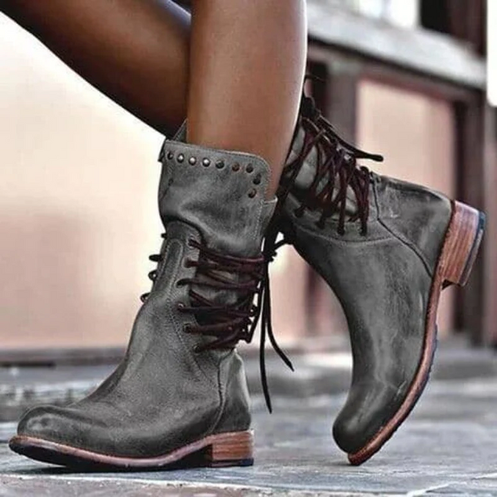 SYLVIA | LACE-UP ANKLE BOOTS