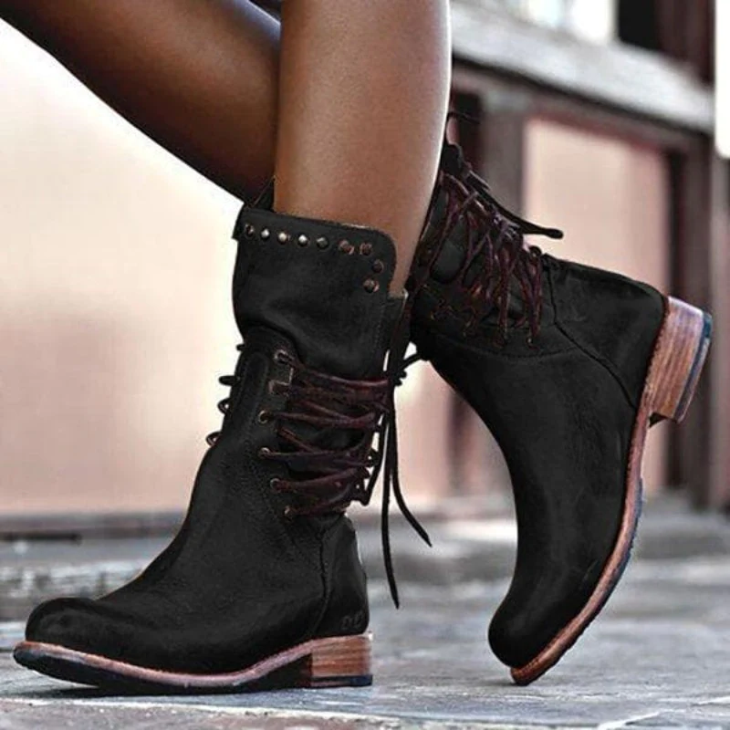 SYLVIA | LACE-UP ANKLE BOOTS