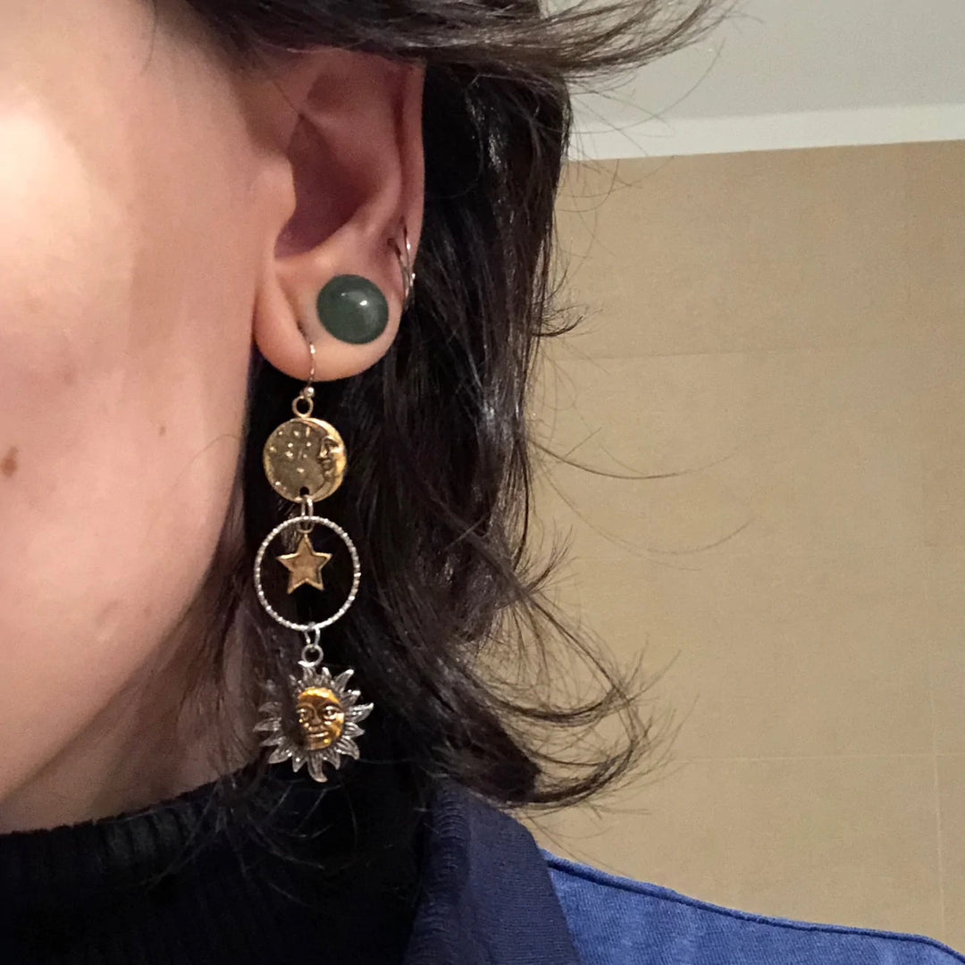 Dawn | Sun and Moon Drop Earrings