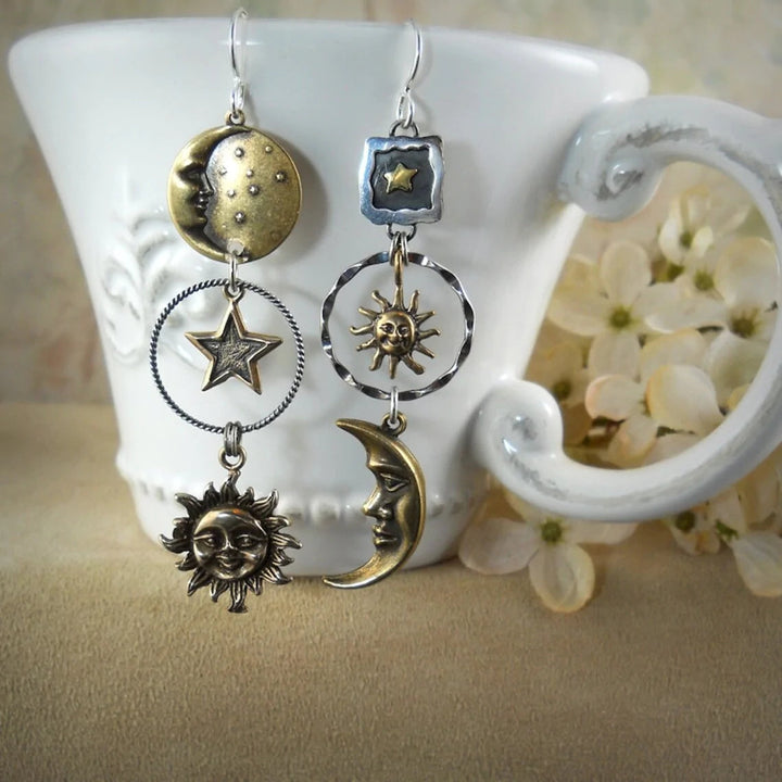 Dawn | Sun and Moon Drop Earrings