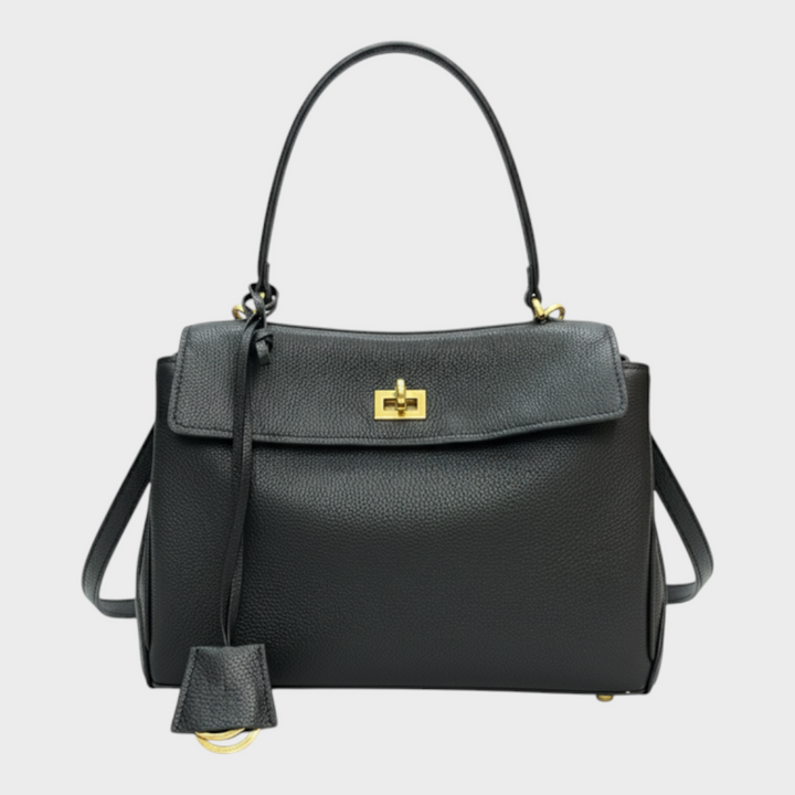 Structured Leather Handbag with Magnetic Flap