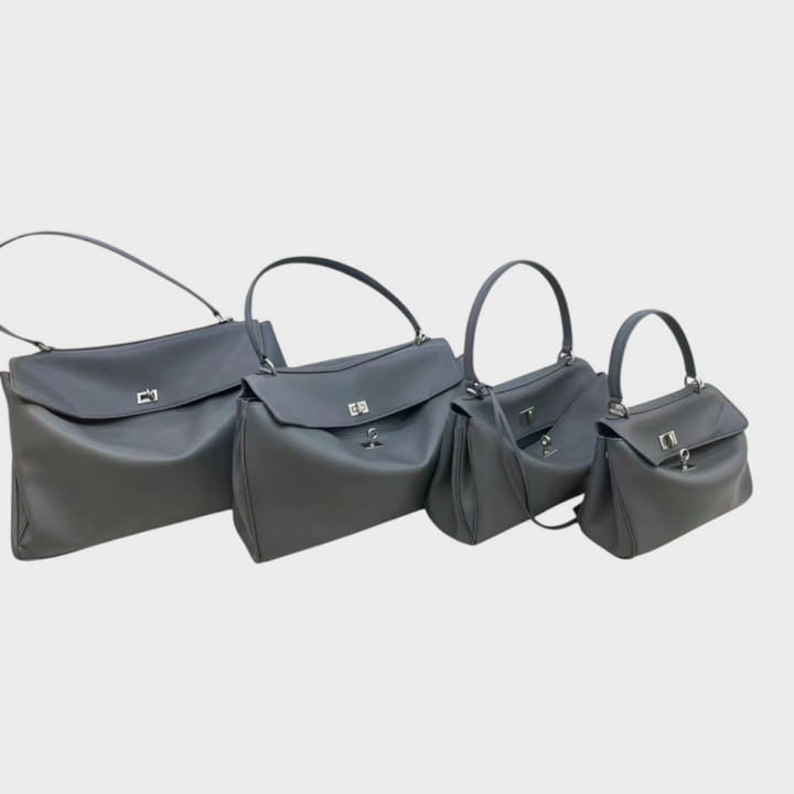 Structured Leather Handbag with Magnetic Flap