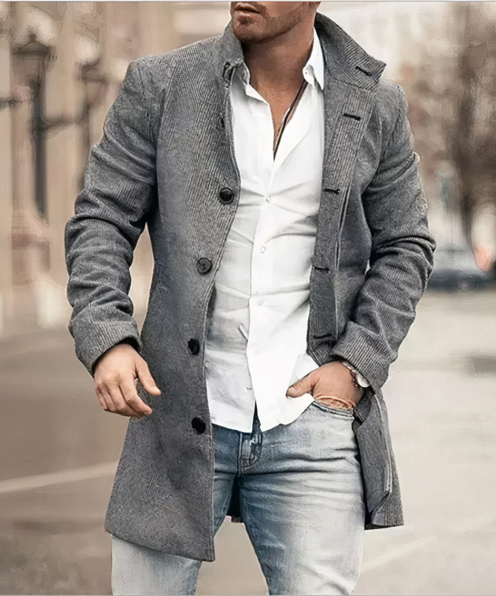 FLORENCE | Refined Long-Line Stand-Collar Trench Coat