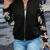 WINIFRED | FLORAL-SLEEVE BOMBER JACKET WITH ZIP FRONT