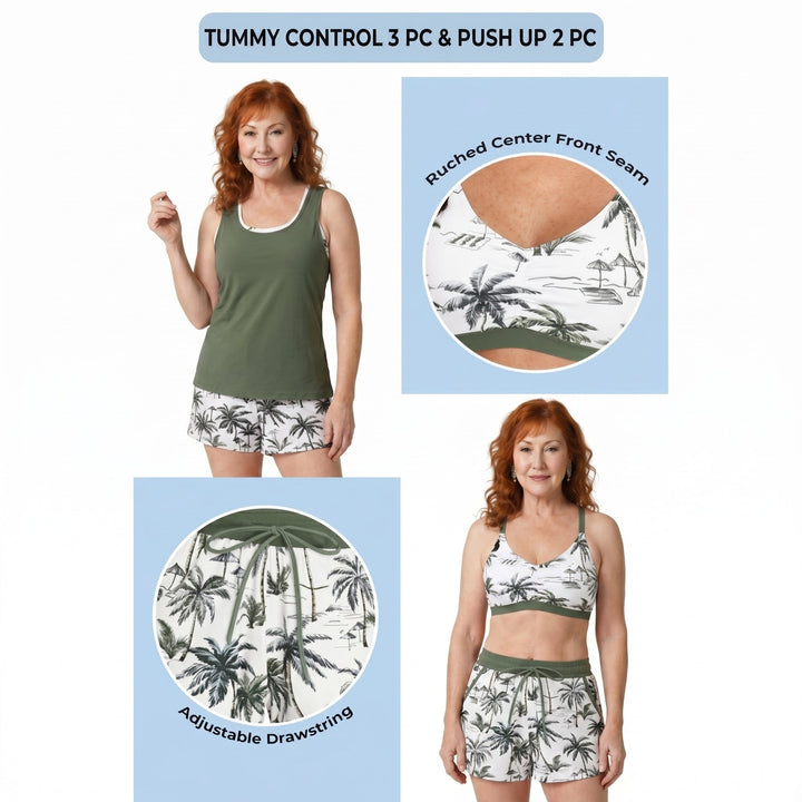 CRESSIDA | SPORTY THREE-PIECE TANKINI SET WITH POCKETS