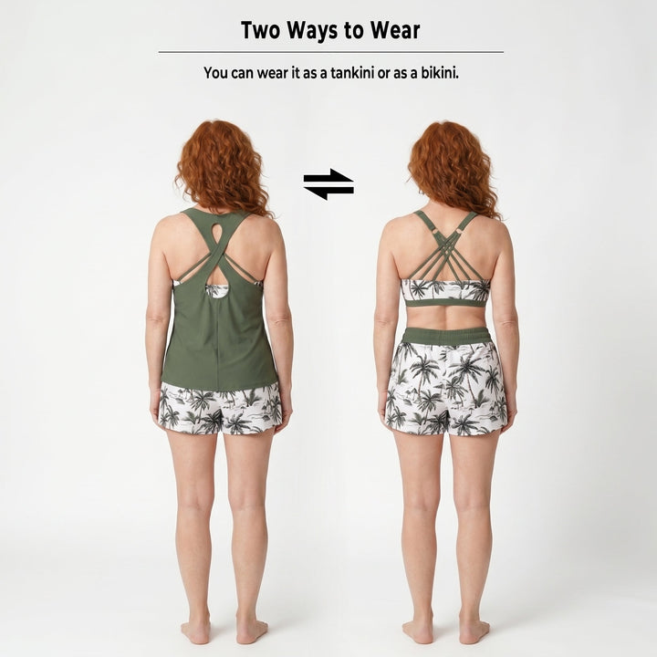ARABELLA | SPORTY THREE-PIECE TANKINI SET WITH POCKETS