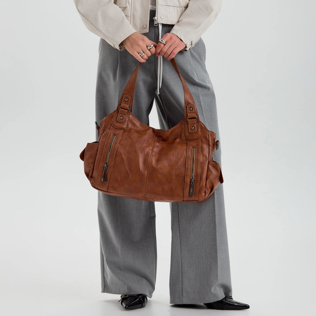 Faux Leather Crossbody Bag with Laptop Compartment