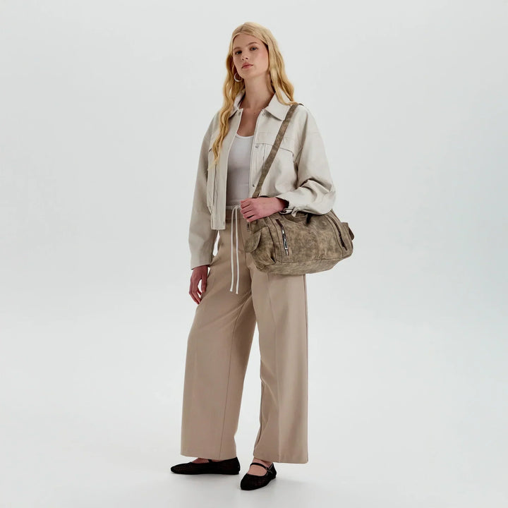 Faux Leather Crossbody Bag with Laptop Compartment