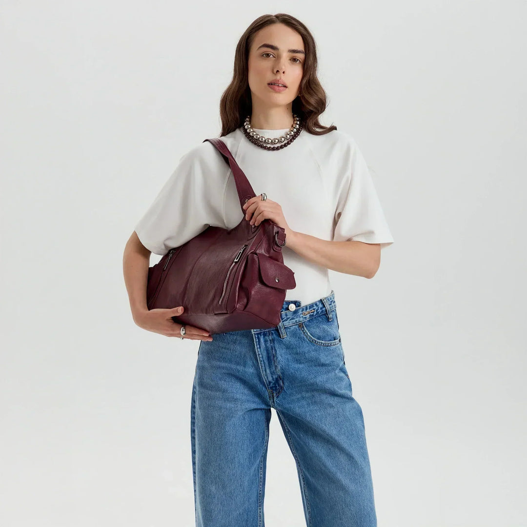 Faux Leather Crossbody Bag with Laptop Compartment