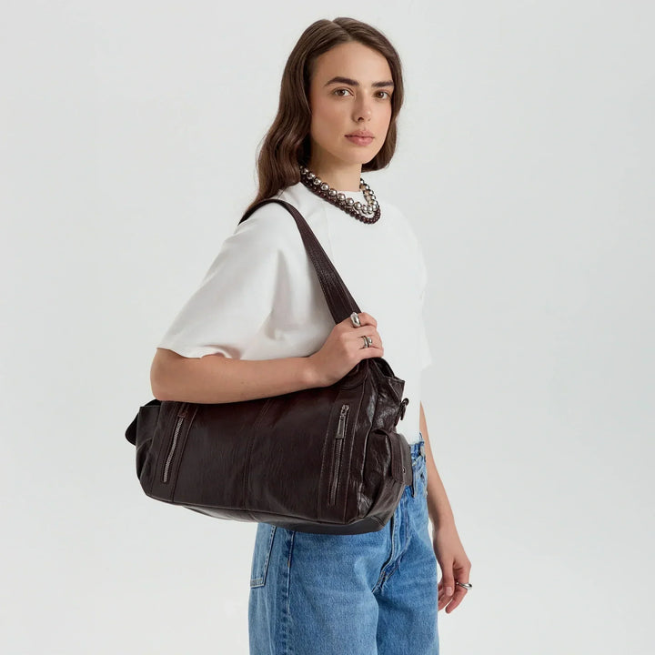 Faux Leather Crossbody Bag with Laptop Compartment