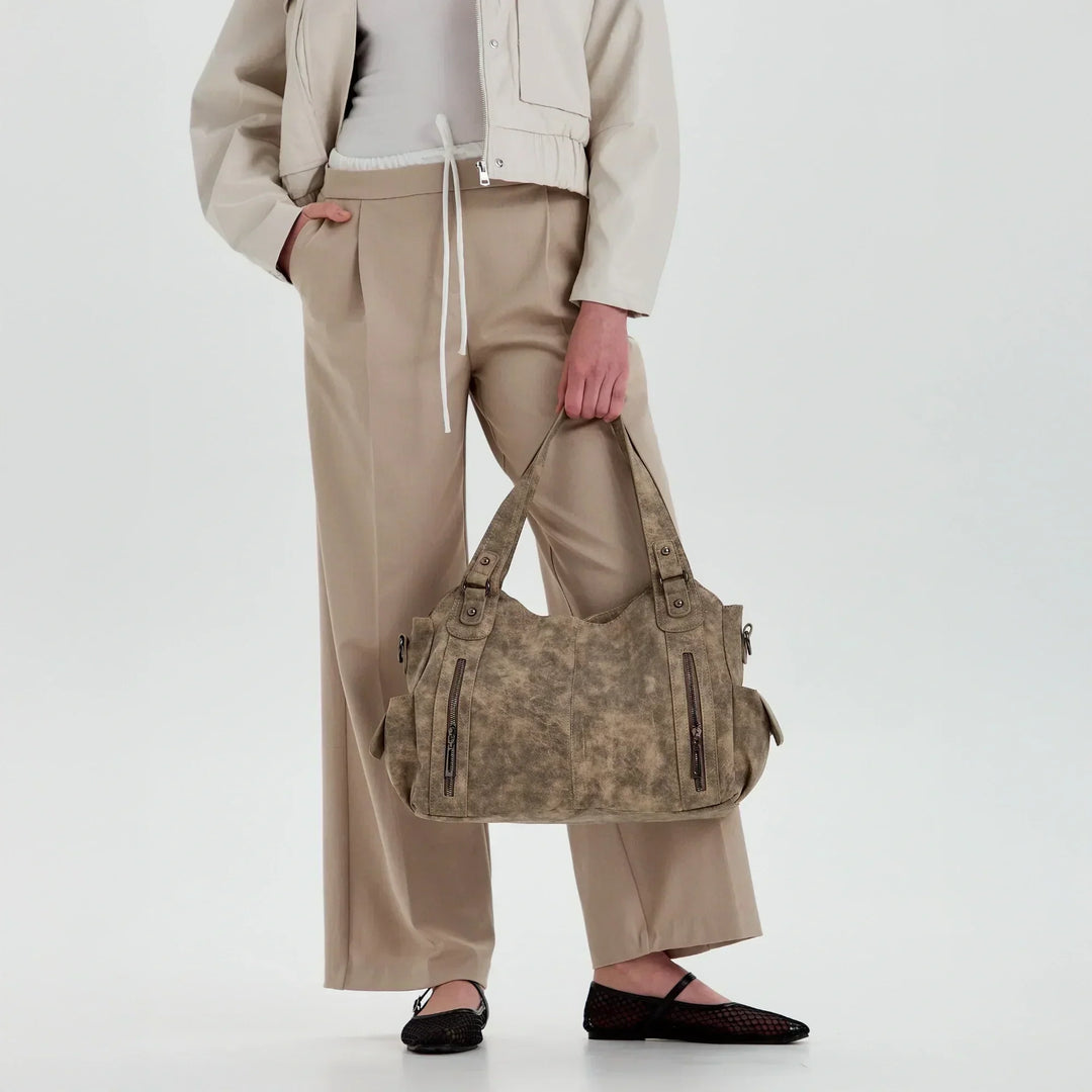 Faux Leather Crossbody Bag with Laptop Compartment