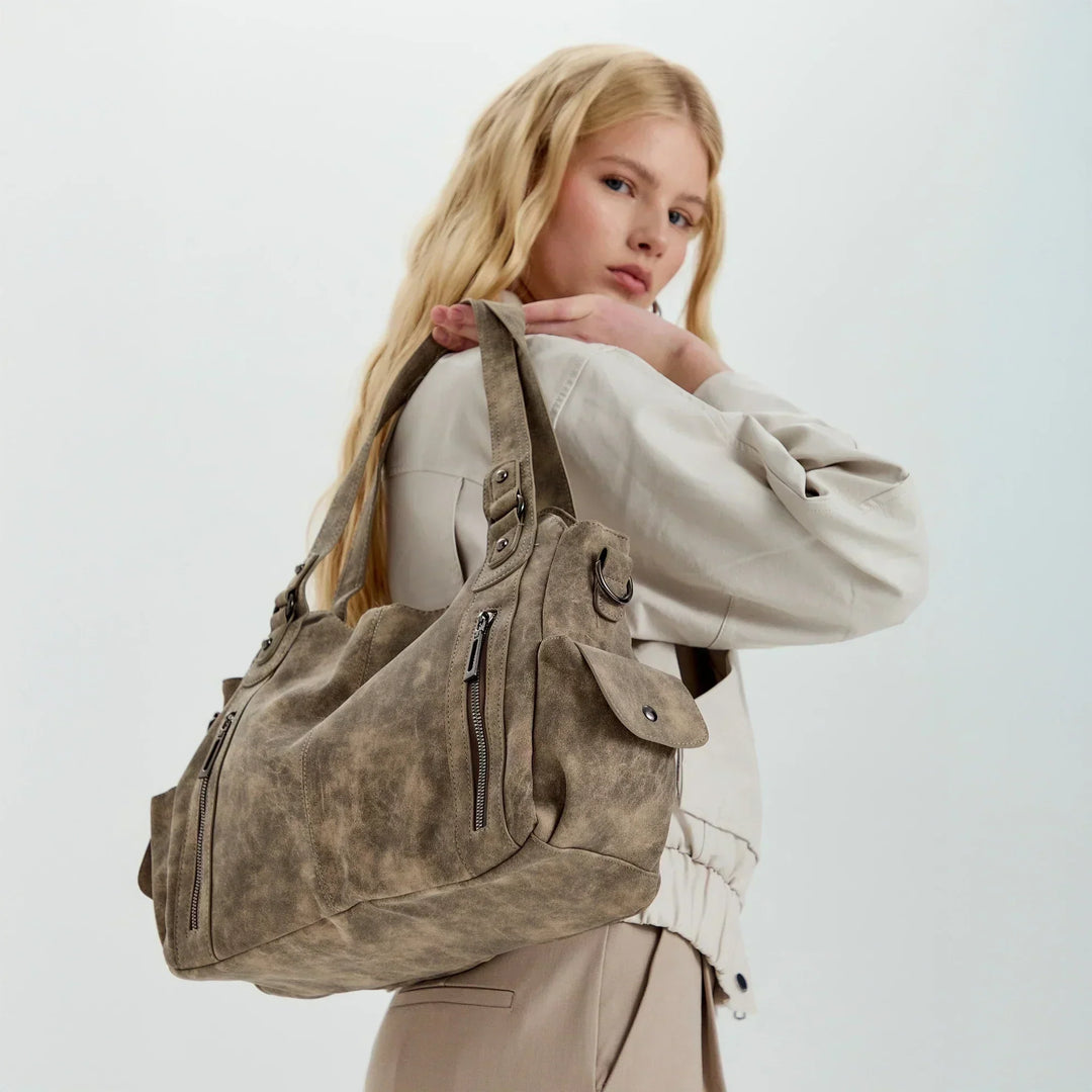 Faux Leather Crossbody Bag with Laptop Compartment
