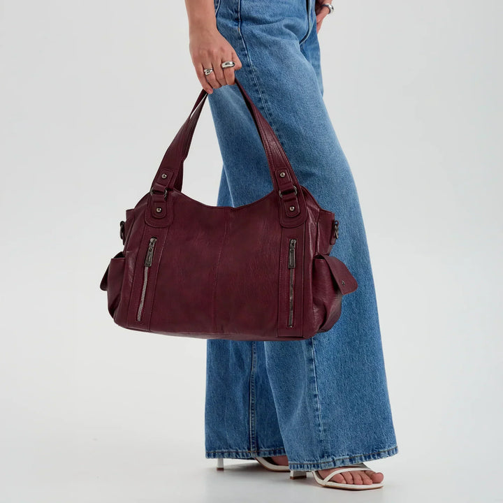 Faux Leather Crossbody Bag with Laptop Compartment