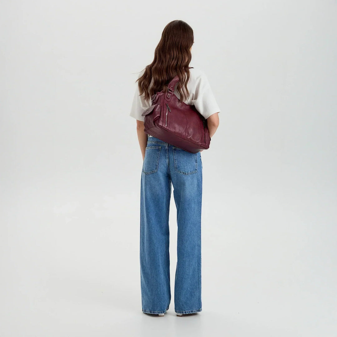 Faux Leather Crossbody Bag with Laptop Compartment