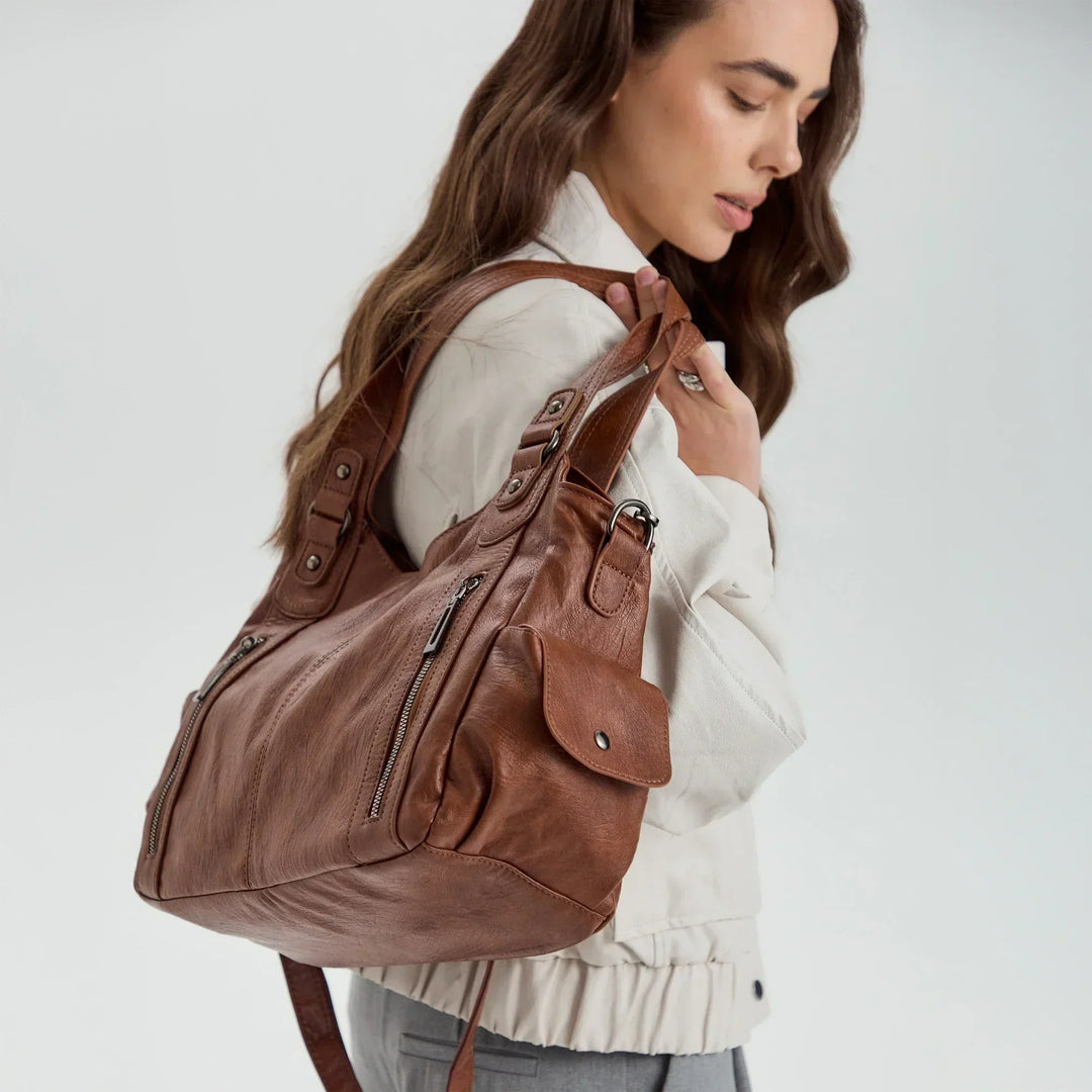 Faux Leather Crossbody Bag with Laptop Compartment