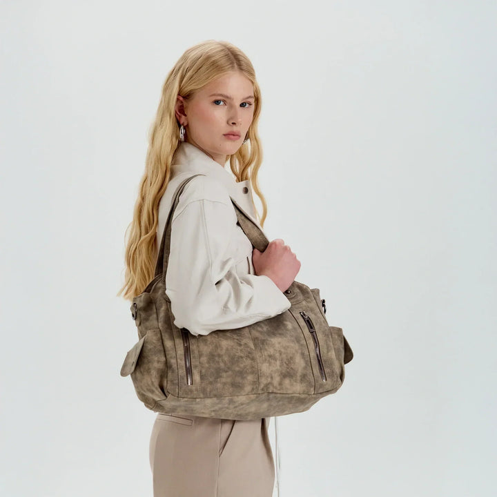Faux Leather Crossbody Bag with Laptop Compartment