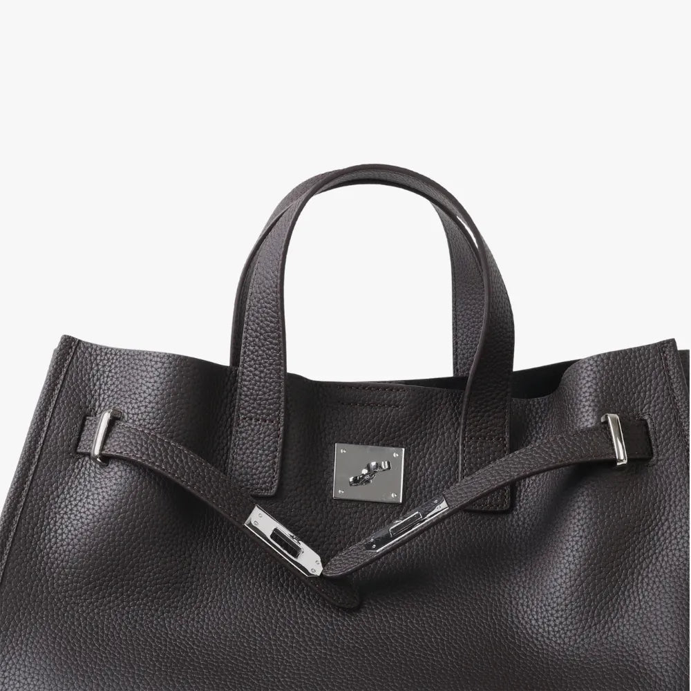 Structured Grained Leather Tote