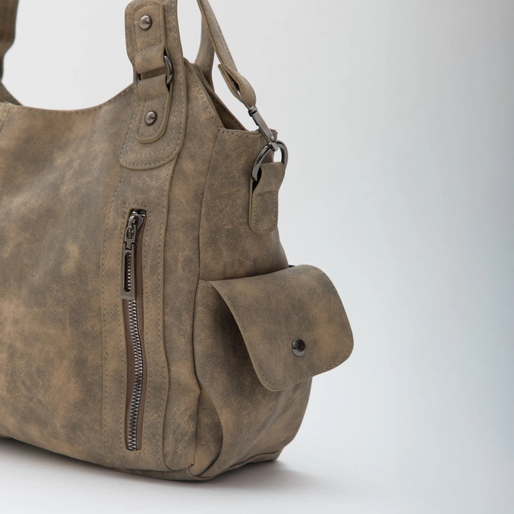 Faux Leather Crossbody Bag with Laptop Compartment