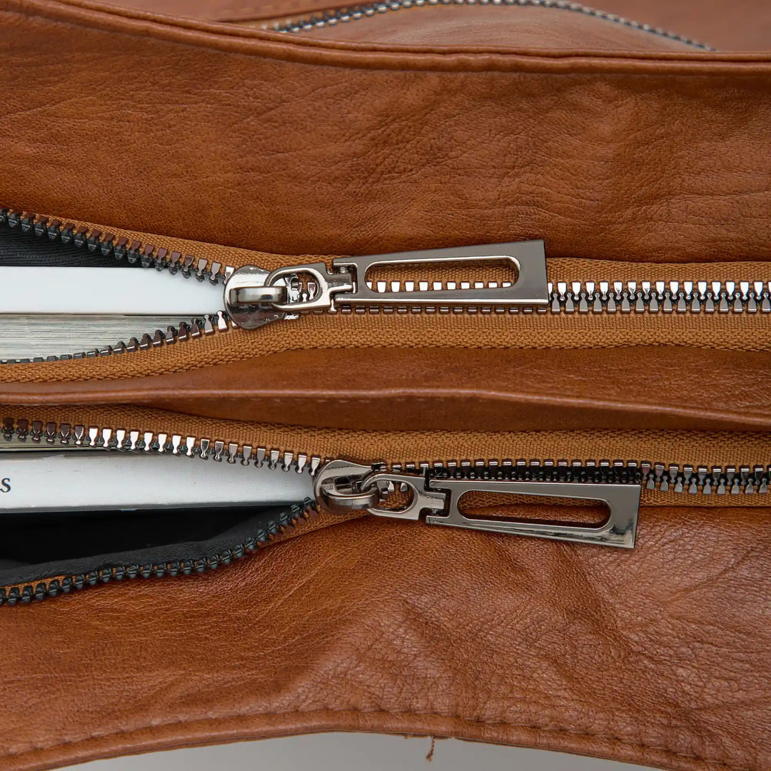 Faux Leather Crossbody Bag with Laptop Compartment