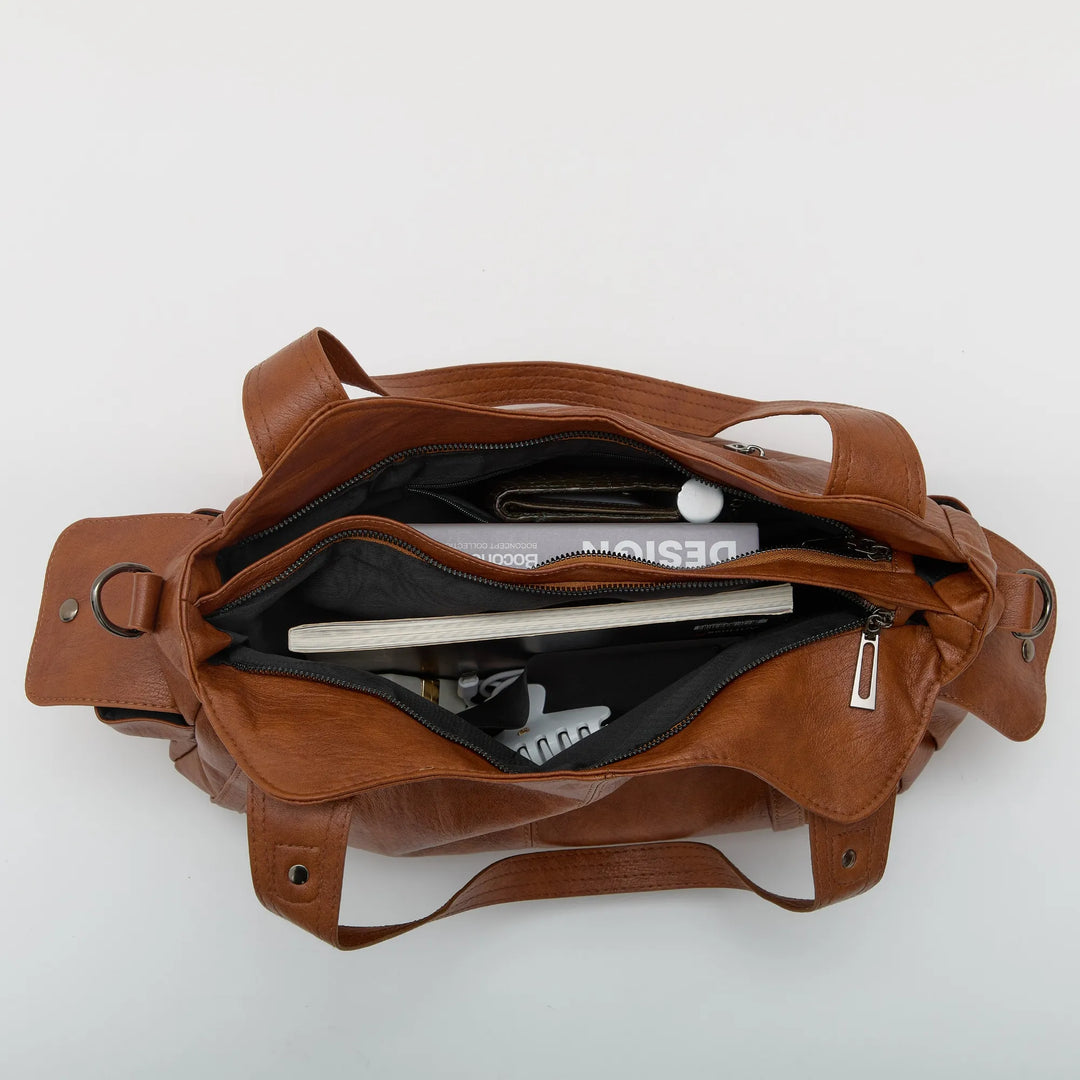 Faux Leather Crossbody Bag with Laptop Compartment