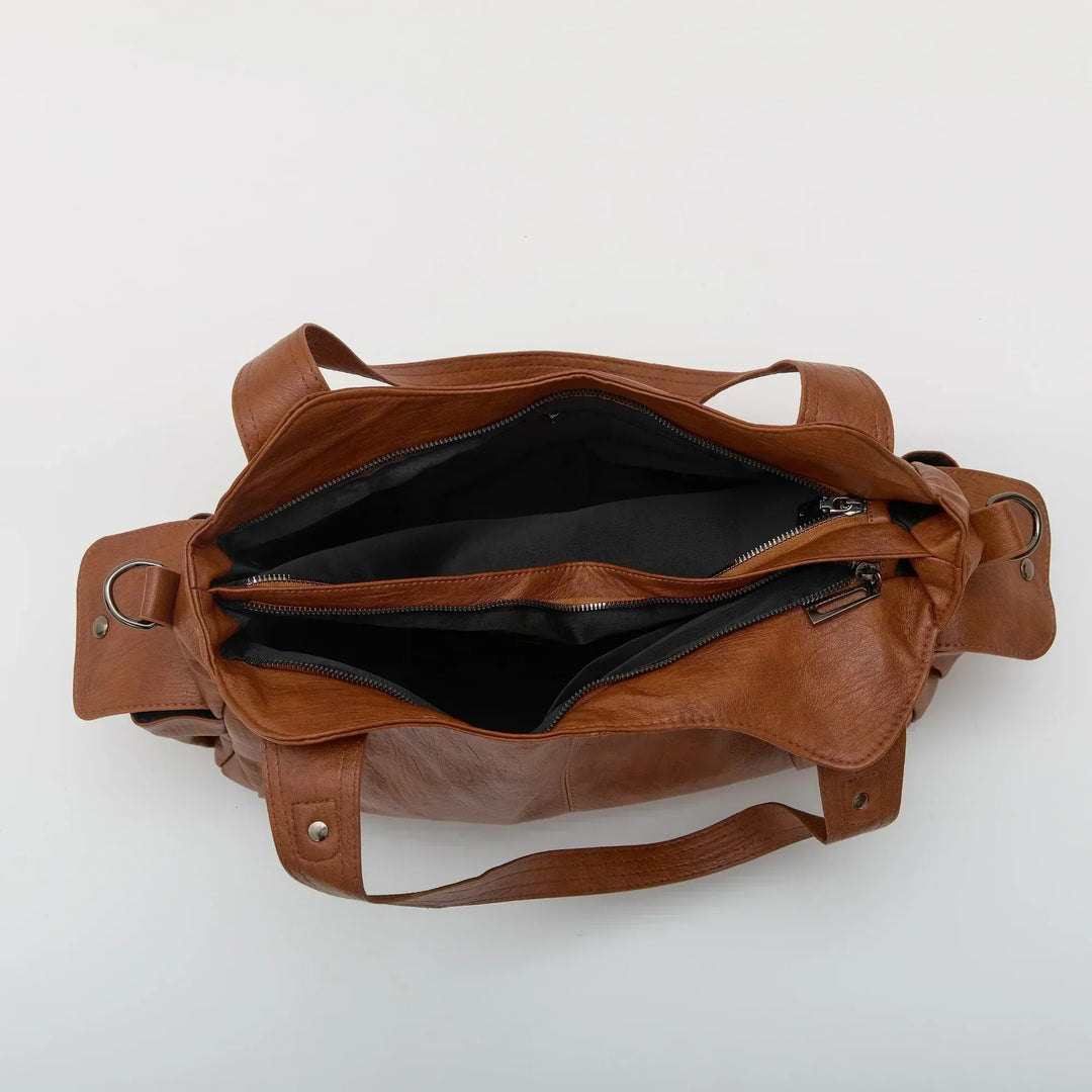 Faux Leather Crossbody Bag with Laptop Compartment