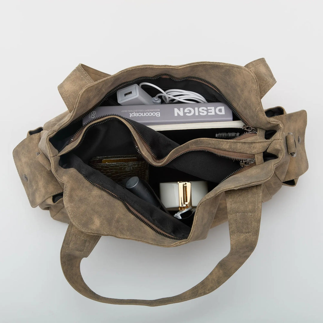 Faux Leather Crossbody Bag with Laptop Compartment