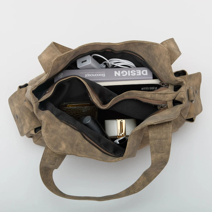 Faux Leather Crossbody Bag with Laptop Compartment