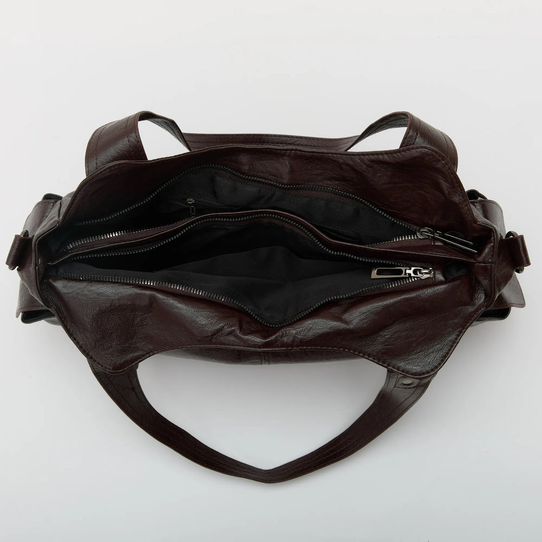 Faux Leather Crossbody Bag with Laptop Compartment