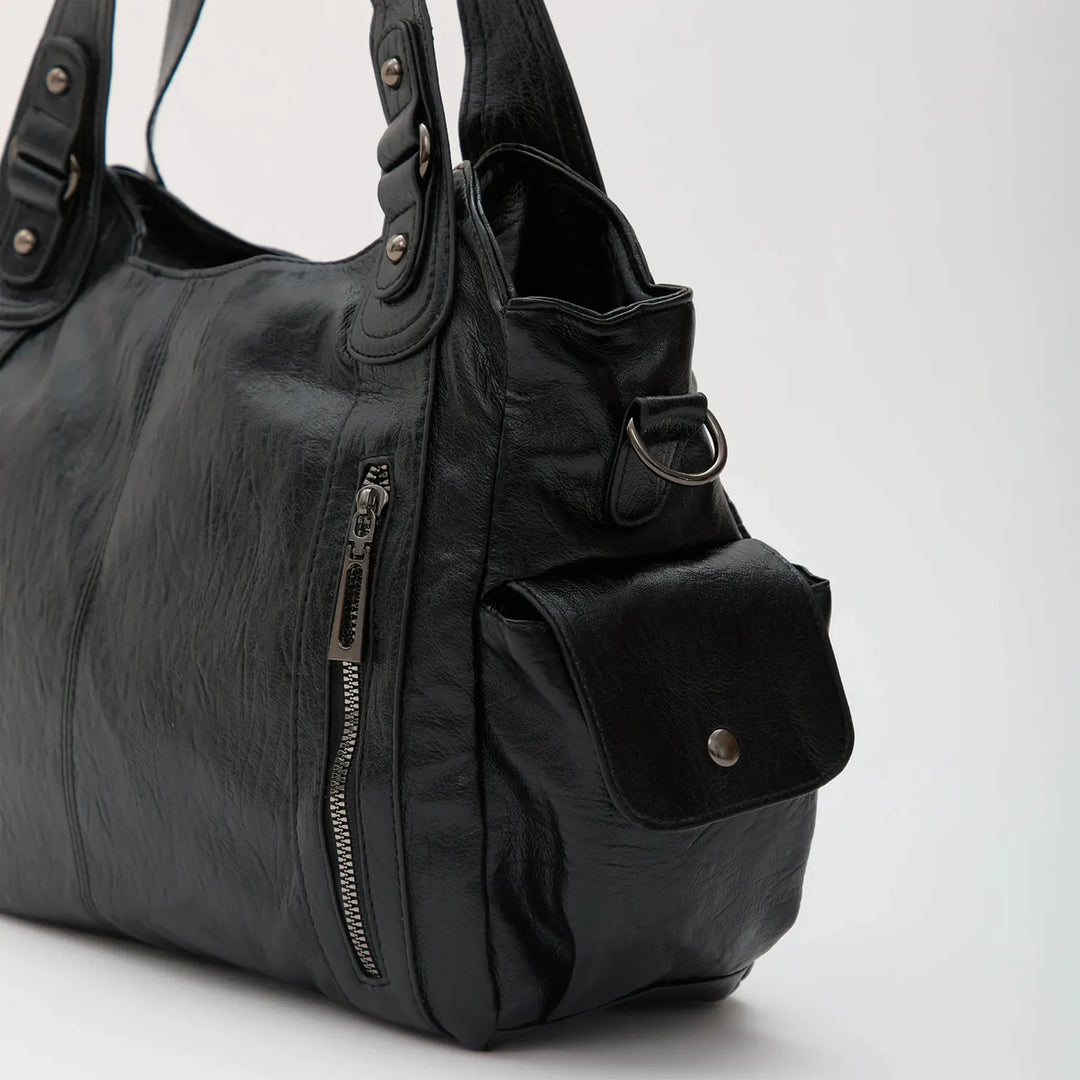 Faux Leather Crossbody Bag with Laptop Compartment
